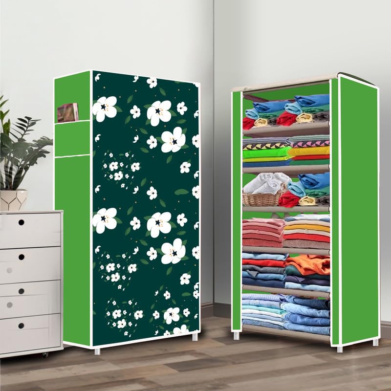 YUMESA Designer Foldable Collapsible Wardrobe 6 Shelf Storage Organizer Almirah for Clothes, Portable Cupboard & Cloth Rack (Fabric, Steel) - Orange (B0D8GLQW58) Amazon Price History, Amazon Price Tracker