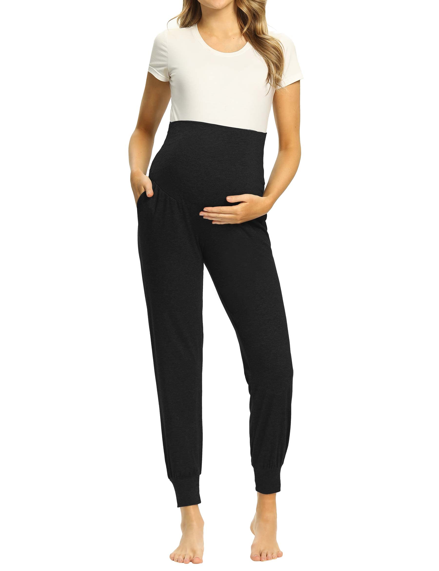 NarcissusMaternity Pants with Pockets/Stretchy Casual Workout Maternity Lounge Pants Pregnancy and Postpartum