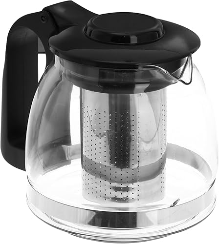 SOLUSTRE Tetera de vidrio de 23.7 fl oz con infusor extraíble de acero inoxidable y asa, tetera con tapa para té de hojas sueltas