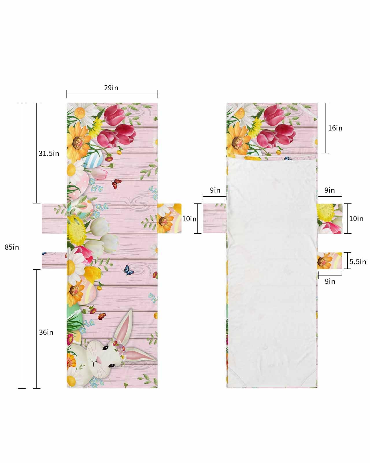 Pink Bunny Easter Beach Lounge Chair Towel Cover, Soft Chaise Lounge Towel with Side Pockets Patio Pool Chairs Cover for Beach/Pool Sunbathing 29x85 Spring Floral Botanical Eggs Wooden