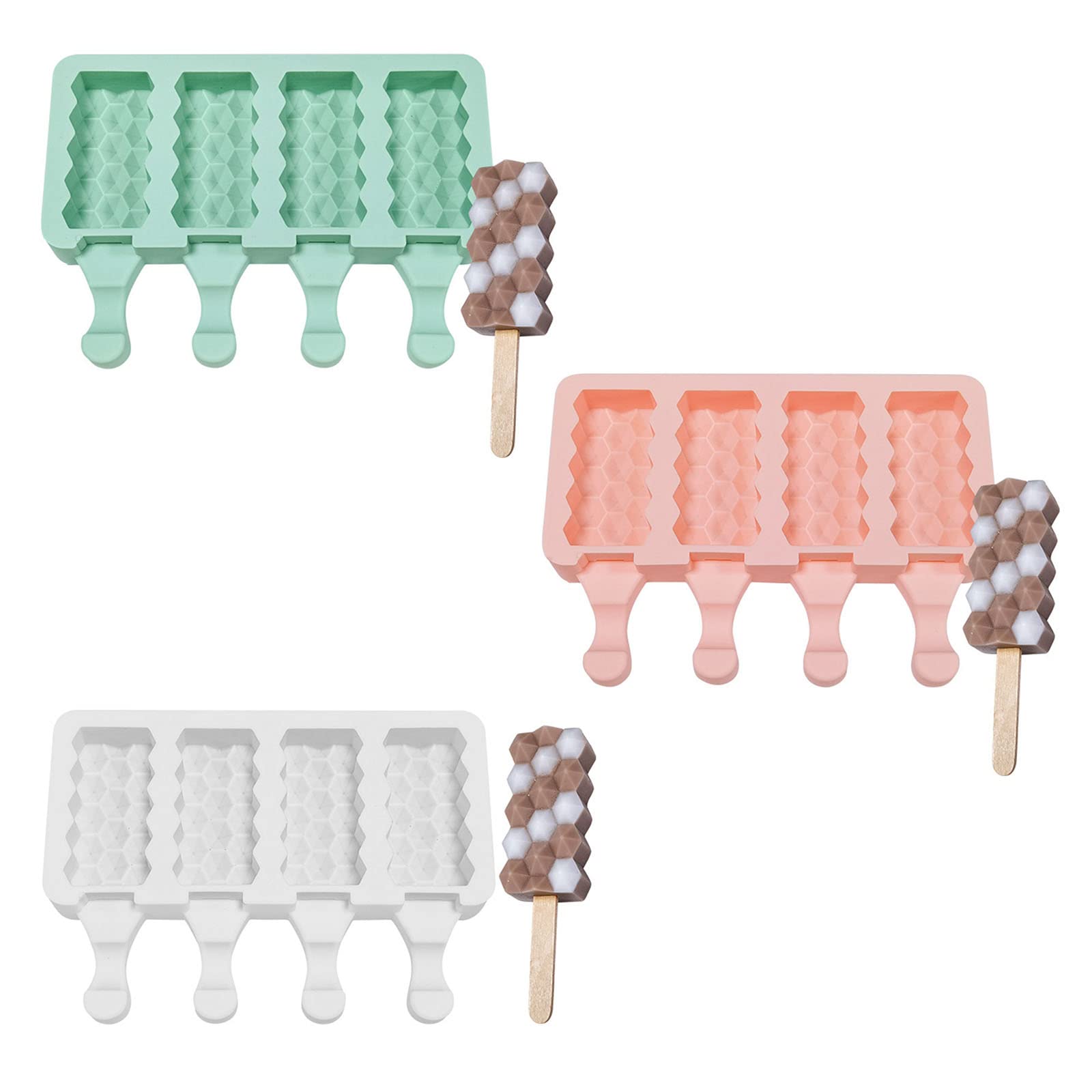 4 Hohlräume Eis am Stiel Form Antihaft Hausgemachte Dessert Ice-Pop for Kinder Küche liefert(A)