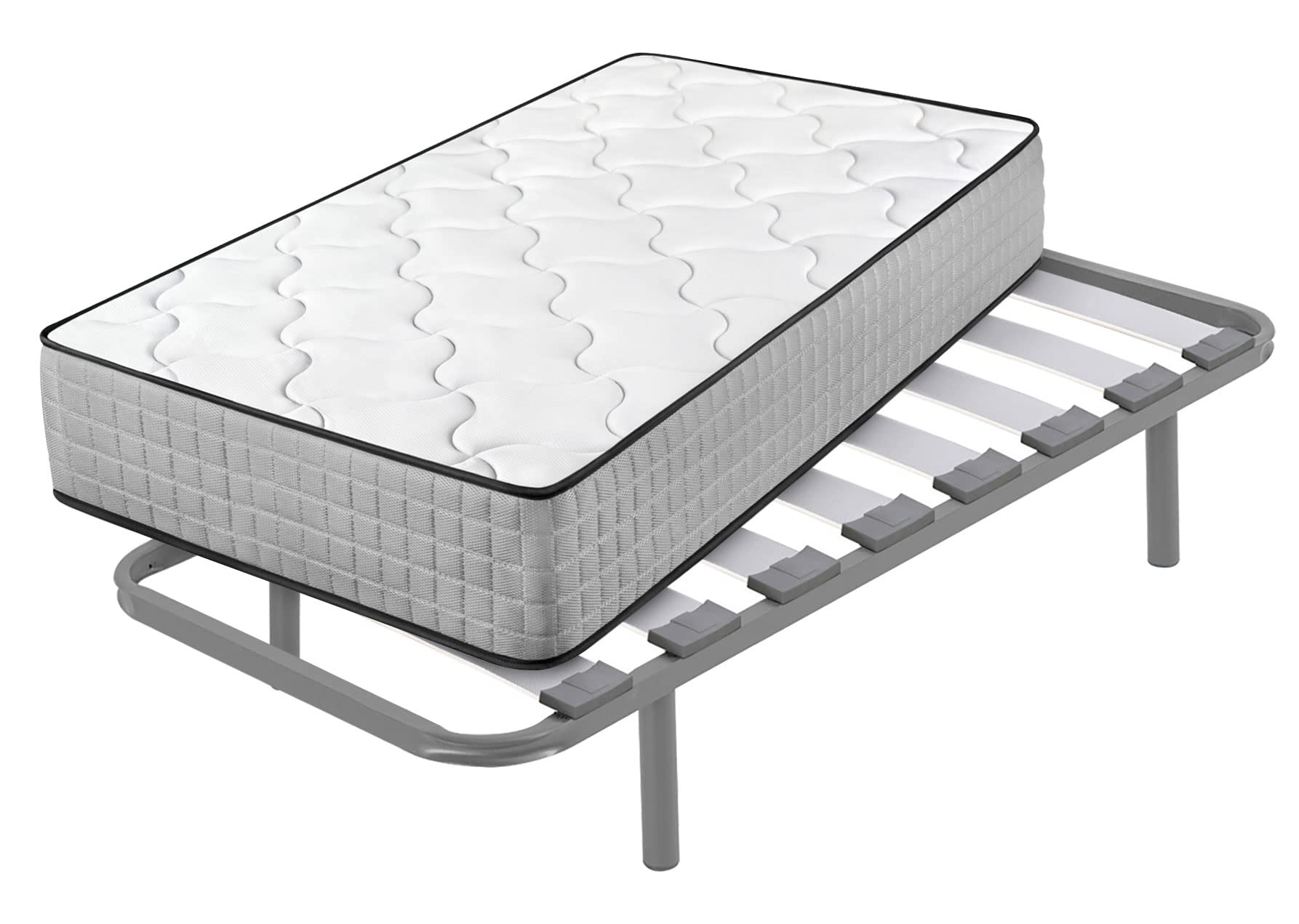 Cama express Colchón Viscoelástico Top Dream + Somier Hermes con 4 Patas 32 cm, Medida : 80 x 190 cm
