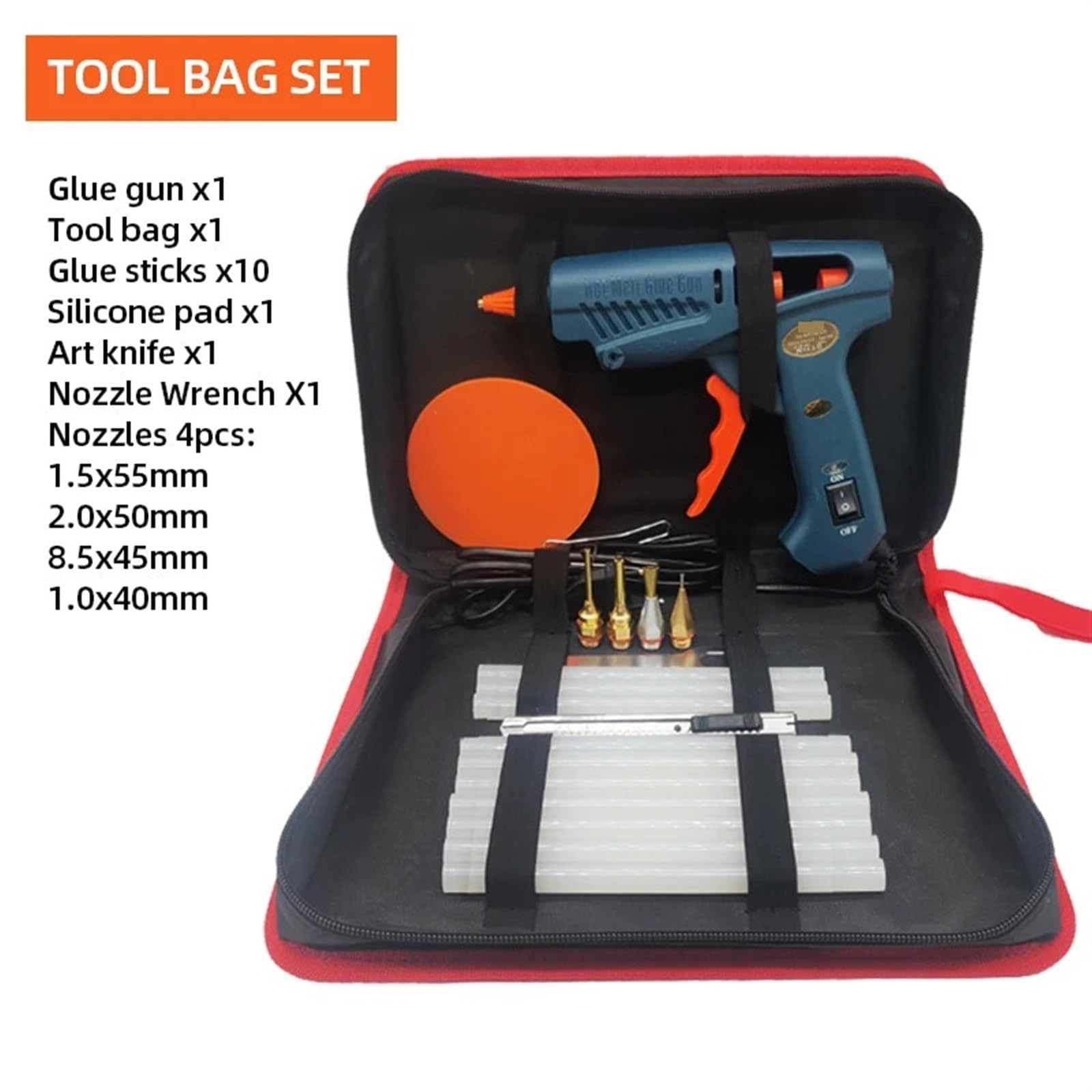 Pistola for colla a caldo, ullo in rame da 50 W/150 W 100 W for stick di colla da 11 mm Borsa for attrezzi for pistola a caldo adesiva fai da te for la casa Creazione senza sforzo(50-100w,Tool Bag)