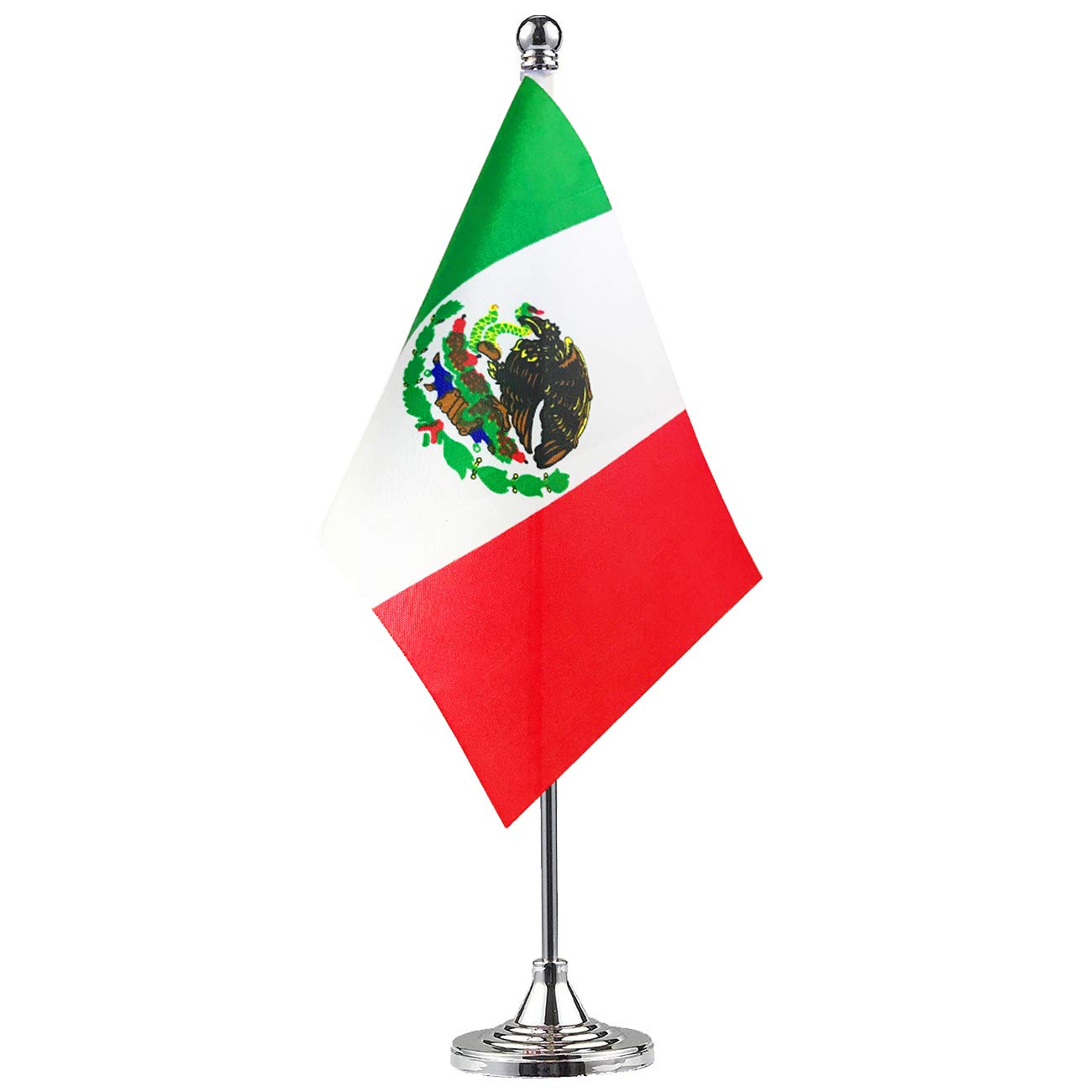 GentleGirl Mexico Flag, Green, White, Red, 8.2" x 5.5", 11.8" Metal Dome, Office, Home Decoration