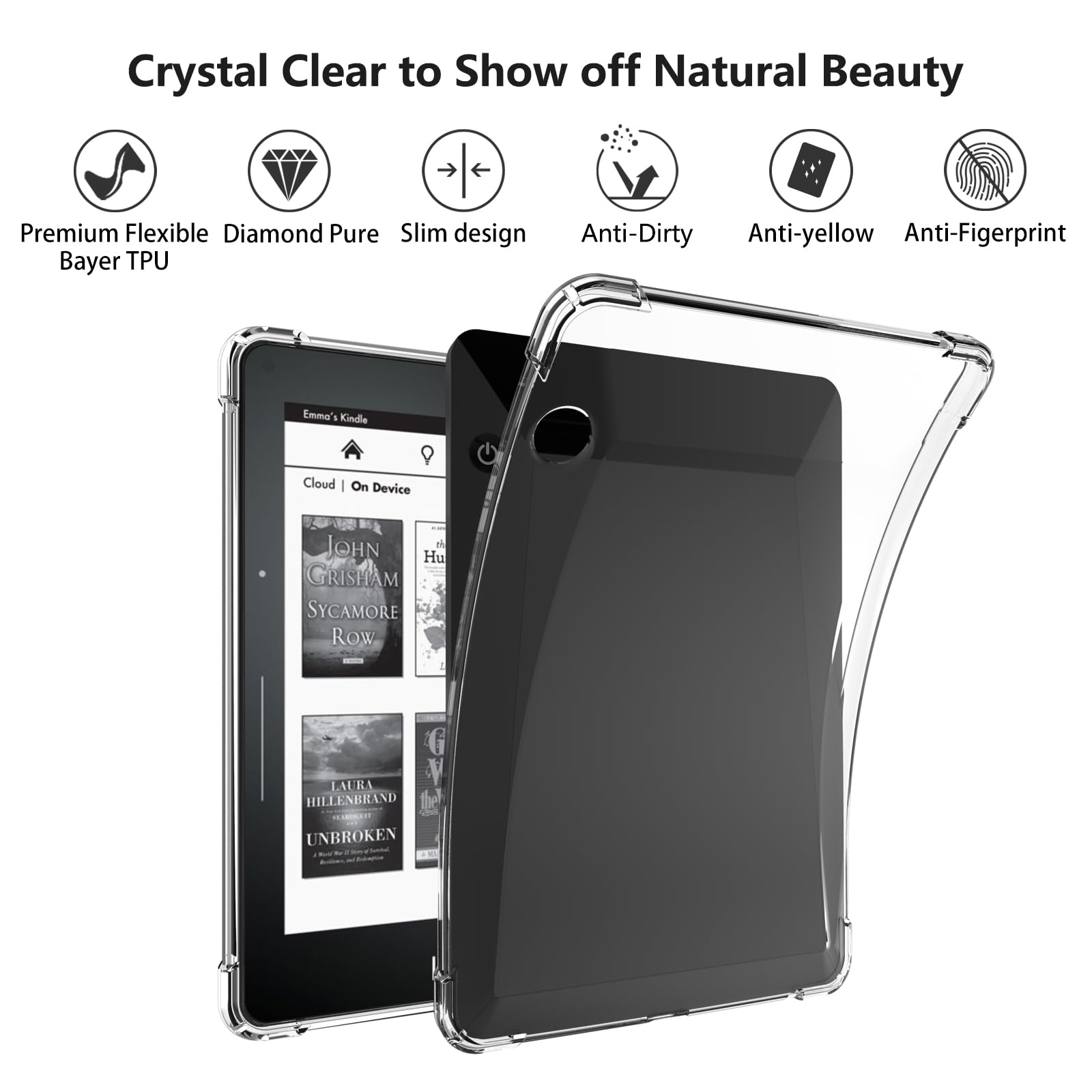 Aircawin Schutzhülle für Kindle Voyage, 15,2 cm (6 Zoll), transparent, dünn, leicht, stoßfest, transparent, weiche TPU-Rückseite für E-Reader, transparent