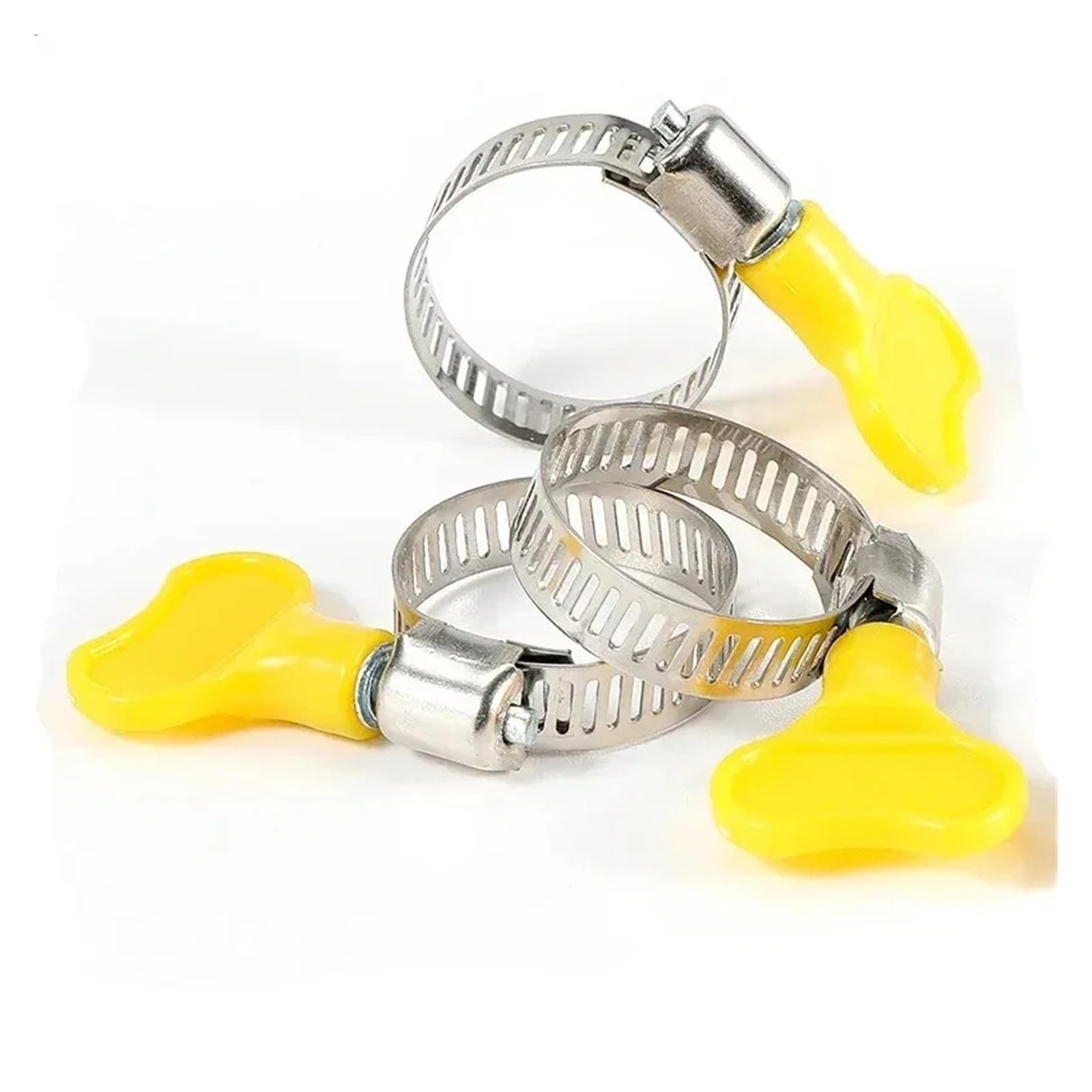10 pezzi 16-25mm regolabile giallo manico in plastica torsione manuale fascette stringitubo guida a vite senza fine fascette for tubi in acciaio inossidabile for tubo