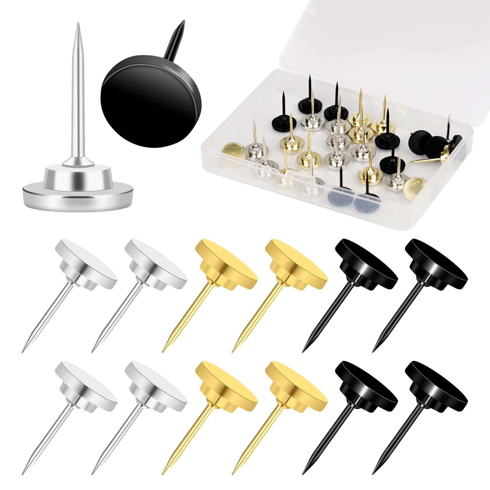 30 Pack Metal Push Pins Thumb Tacks for Walls Multipurpose Drawing Pins for Cork Board Bulletin Board Maps Office Home Decor (Assorted Colors)