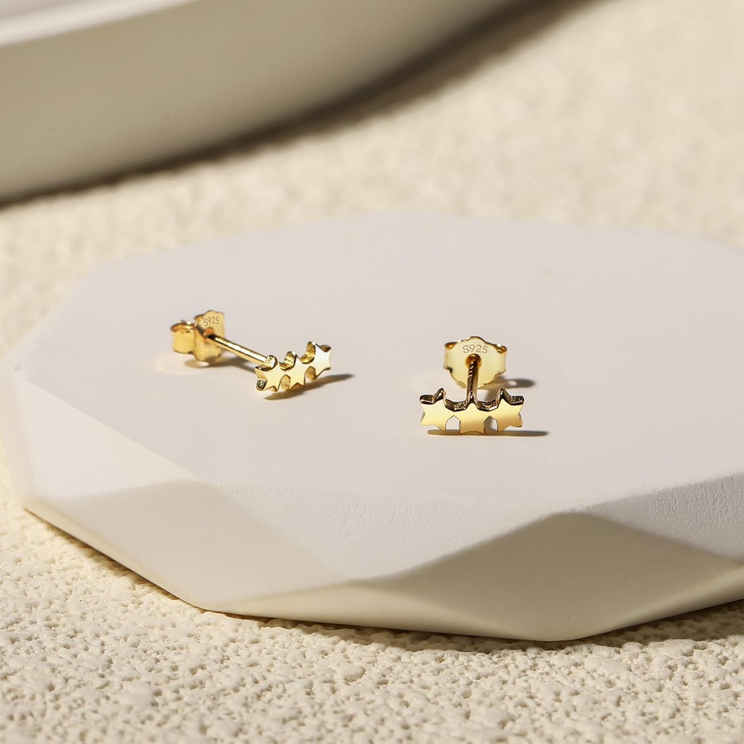 14K Gold Plated Star Stud Earrings for Women Dainty Minimalist Stud Earrings, S925 Sterling Silver Post Tiny Star Climber Hypoallergenic Cartilage Earrings Stud Teacher Birthday Jewelry - Image 3