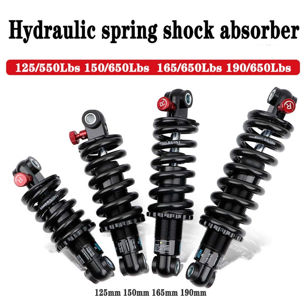 TYYT Mountain Bike Rear Shock Absorber 125mm/ 150mm/ 165mm/ 190mm Adjustable Damping for Downhill Road Bike MTB Bicycle (Size : 150mm/650Lbs)