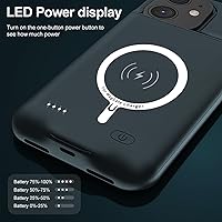 Vista 3 de Funda de batería para iPhone 11, mejorada de 10000 mAh, funda protectora de alta capacidad, recargable, cargador de batería extendida, compatible