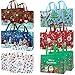 HOWAF 12 Sacs de Cadeau de Noël, Sacs de Courses de Noël avec Poignées Réutilisables en Non-tissé Sacs de Cabas de Noël Grand pour Emballer des Cadeaux Fournitures de Fête de Noël, 12,8 "x 9,8"