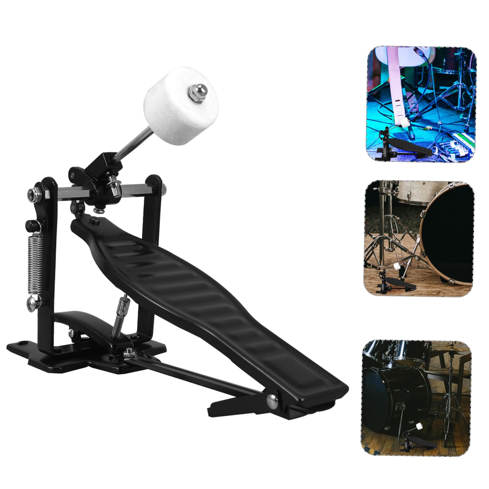Hemoton Single Bass Drum Pedal, Aluminum Alloy Foot Kick Percussion Bass Drum Pedal for Kick and Electronic Drum Black - Image 2