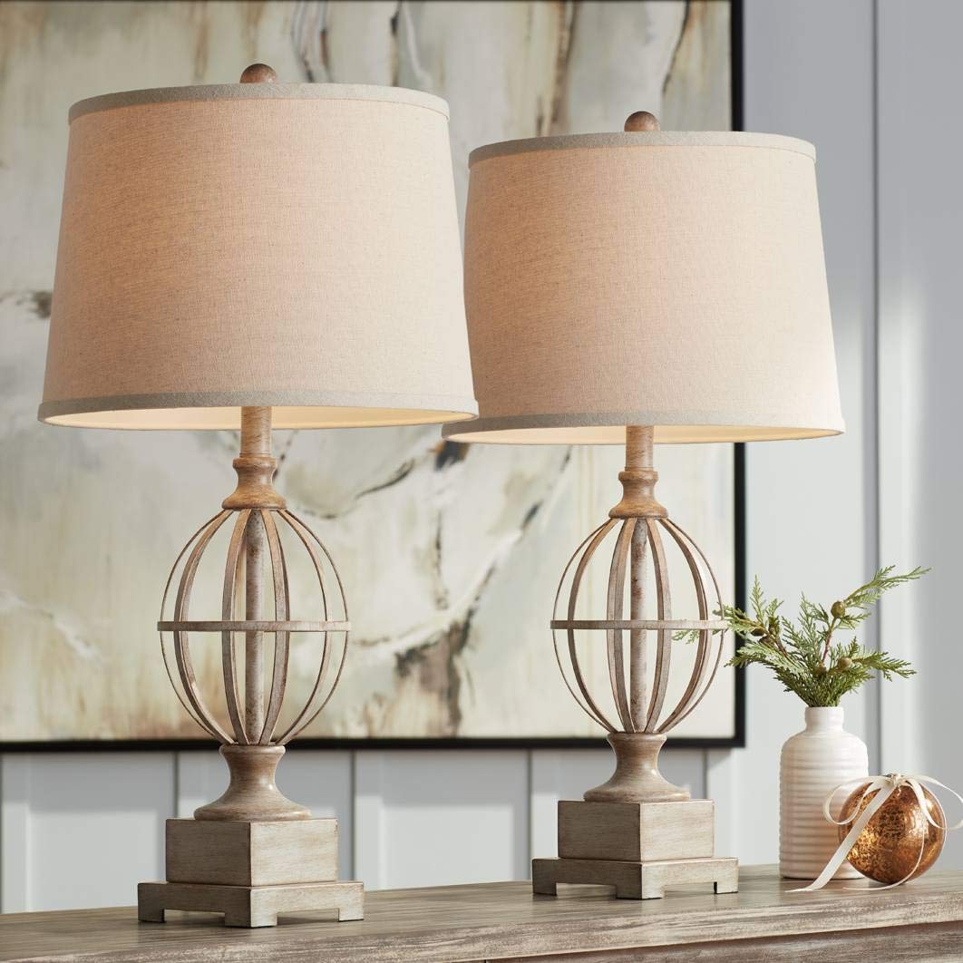 Buy Sloan Modern Farmhouse Table Lamps Set of 2 Faux Light Oak Wood