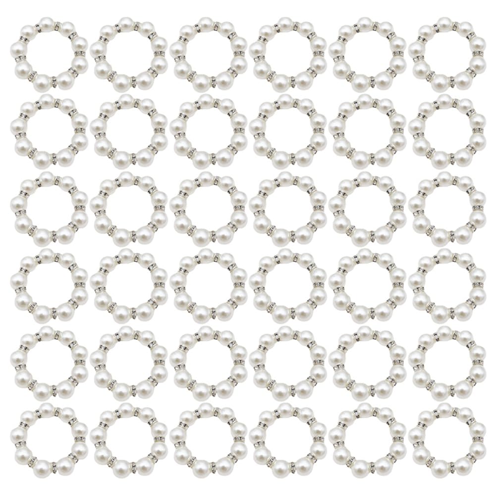 CTRLZS 100Pcs Pearl Napkin Rings Napkin Ring Holder Imitation Beaded Napkin Rings Elegant Rhinestone Rings Buckle