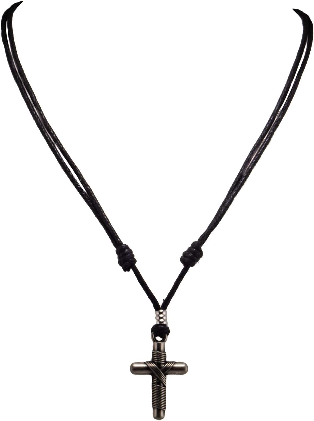 BlueRicaBlueRica Metal Wrapped Cross Pendant on Adjustable Cord Necklace