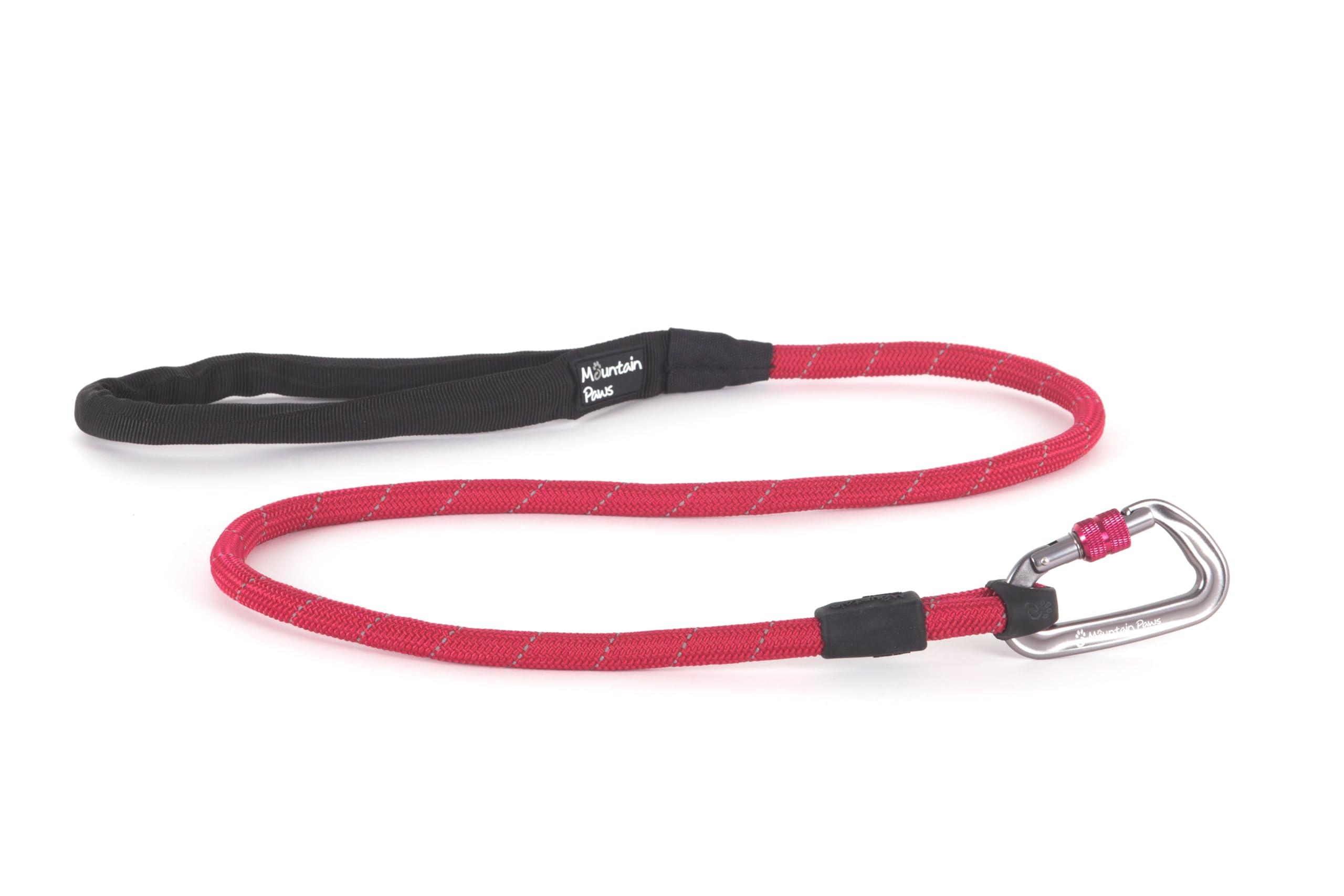 Mountain Paws Rope Karabiner Dog Lead | Reflective Lead With Padded Neoprene Handle, 1.2 Metres