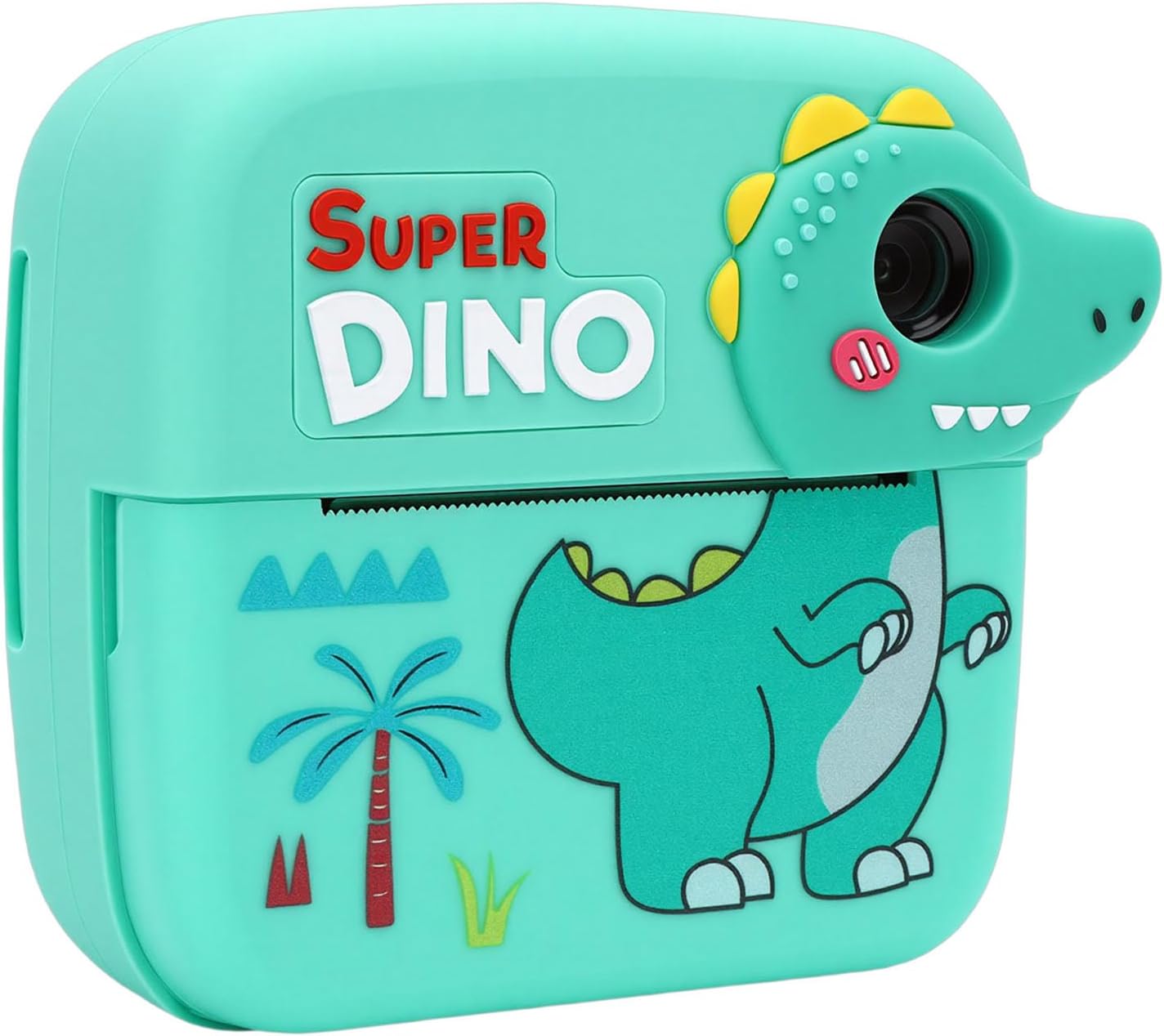 Pssopp Instant Print Camera, 1080P Toddler MP3 Player Thermal Printing Digital Camera Toy for Girls Boys Gift (Green Dinosaur)