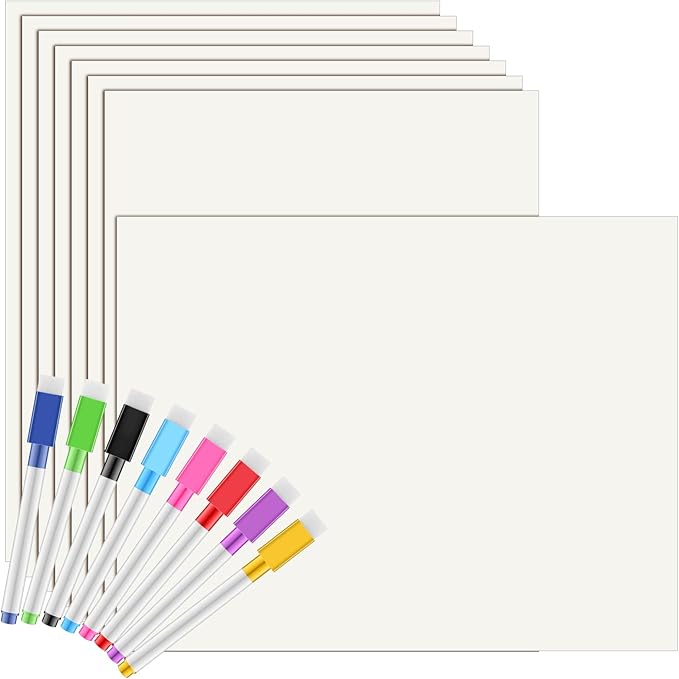 8 Pack Sublimation Dry Erase Lapboards with 8 Pcs Dry