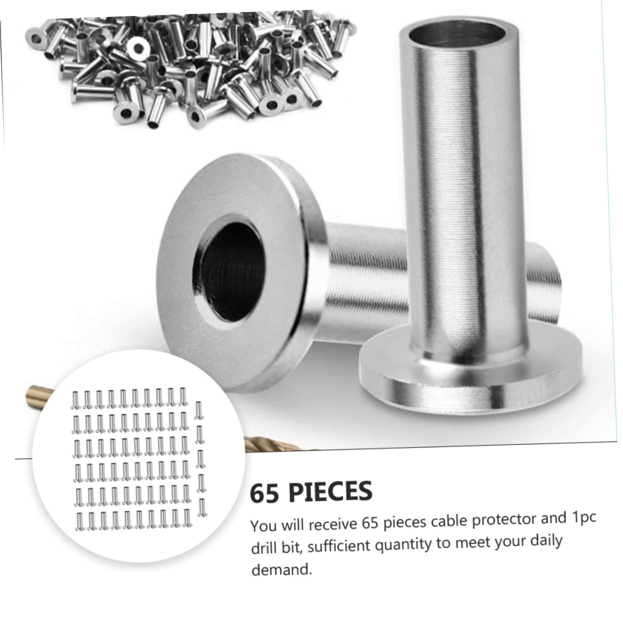 Vaguelly Stainless Steel Railing Wire Rope Protector Sleeves 65pcs Set Cable Railing Kit Wire Sheathing