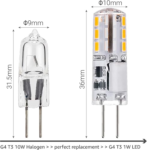 Miniatura 3 de Bombilla LED G4 de 12 V CACC con base bi-pin para paisaje, bombilla halógena JC de repuesto de 10 W, bombilla Mini T3 de 1 W y 12 voltios para luces