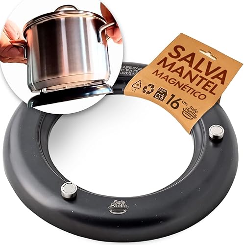 ZENDEU Kit Safe Paella - 4 porcionesanillo de paella seguro + paella esmaltada de 12 pulgadas (11.8 in) + soporte de silicona para sartén caliente