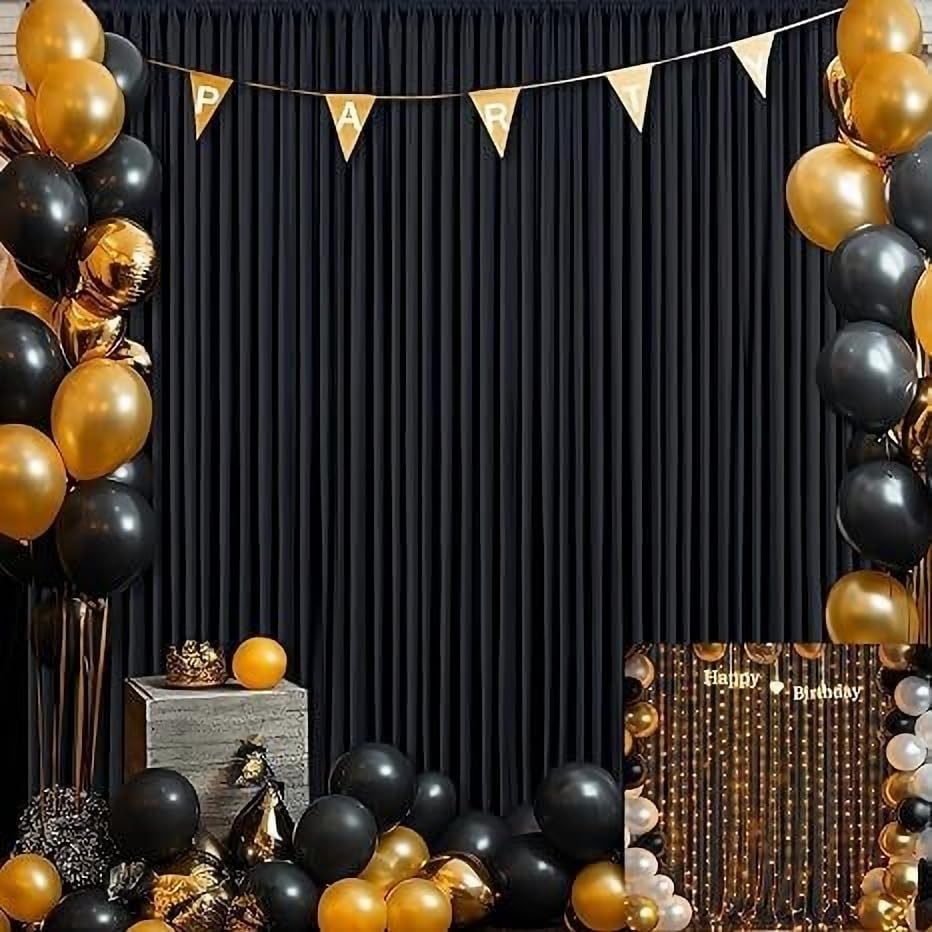 Rideau de fond pour mariage occultant avec cantonnière 1.5x3m noir