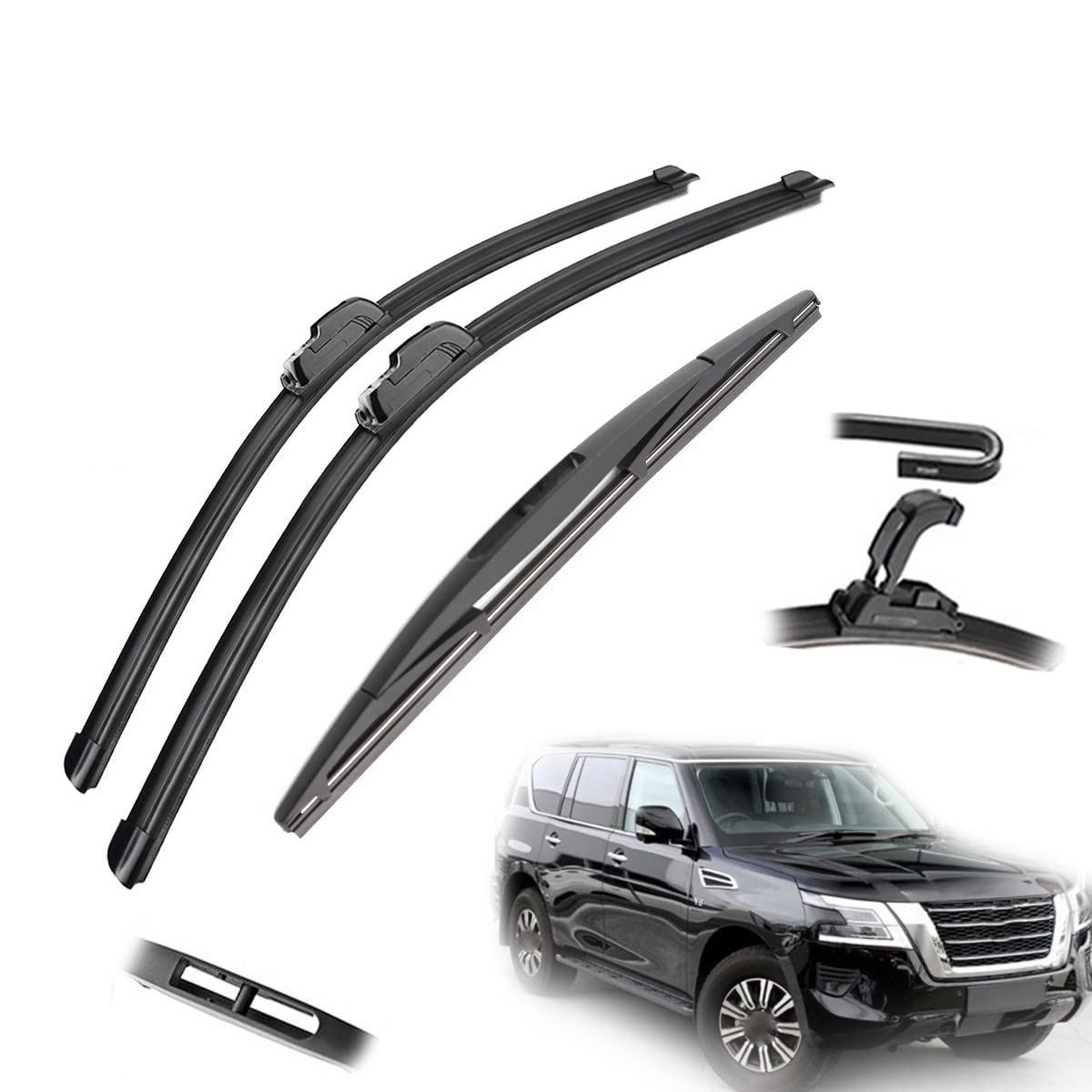Auto Vorne Hinten Scheibenwischerblätter 24" 19" 12" Für Nissan Für Patrol Y62 2010 2011 2012 2013 2014 2015 2016 2017 2018 2019 2020 2021 2022 Windschutzscheibe