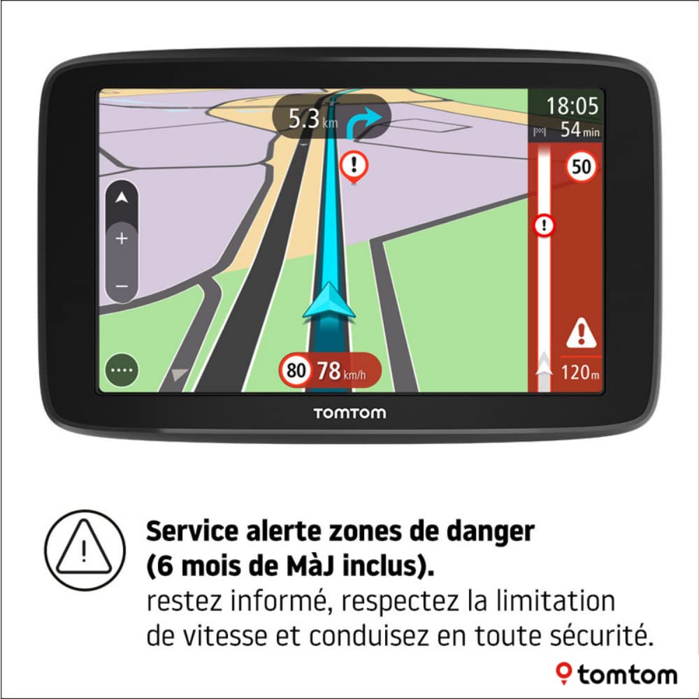 TomTom GPS GO Camper Tour pour Camping-Car et Caravane, écran 6" avec PI pour Camping-Car et Caravane, Mises à Jour Via Wi-FI, TomTom Traffic, Alertes des Zones de Danger et Cartes d'europe