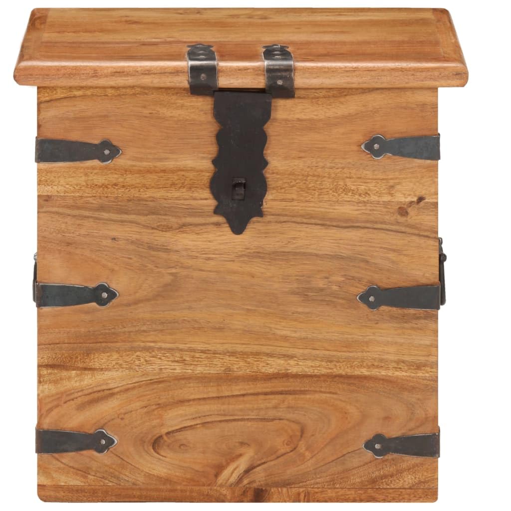 Baúl de madera maciza de acacia, 40 x 40 x 40 cm