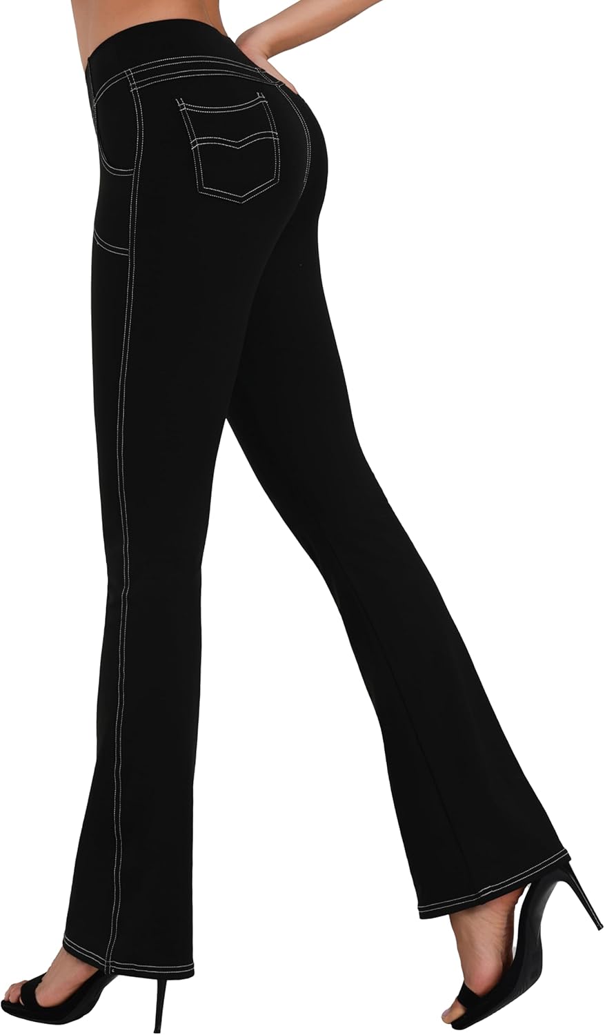 Sunzel Flare Leggings for Women, High Waisted Stretchy Yoga Pants with Tummy Control and Pockets, 32" Inseam - Image 6