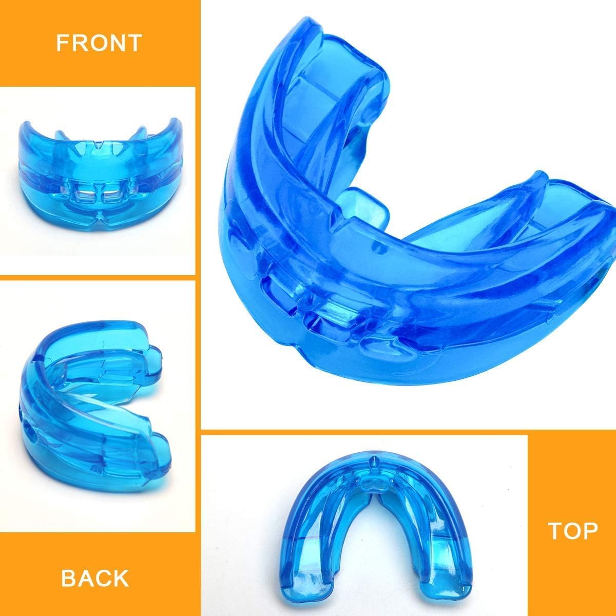 Coolrunner Double Braces Mouth Guard, Sports Athletic Mouth Guards Youth Mouthguard for Upper and Lower Teeth Protection Required for Youth, Teenager and Adults (Blue) (Blue+Transparent) : Health & Household
