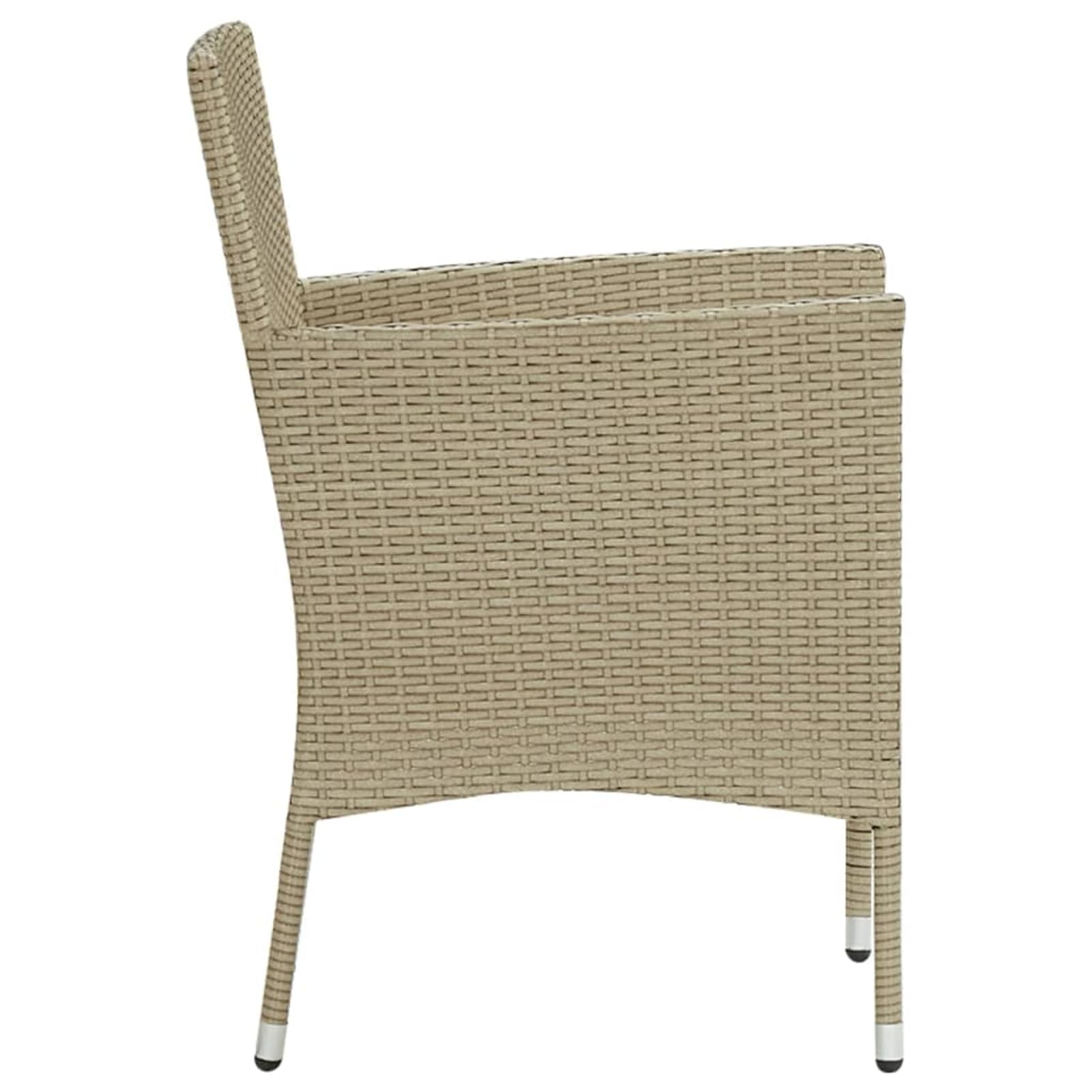 Juego de 4 sillas de jardín con cojín, sillas de jardín, sillas de ratán, sillas de jardín, muebles de balcón, resistentes a la intemperie, terraza, balcón, 4 unidades, polirratán, beige
