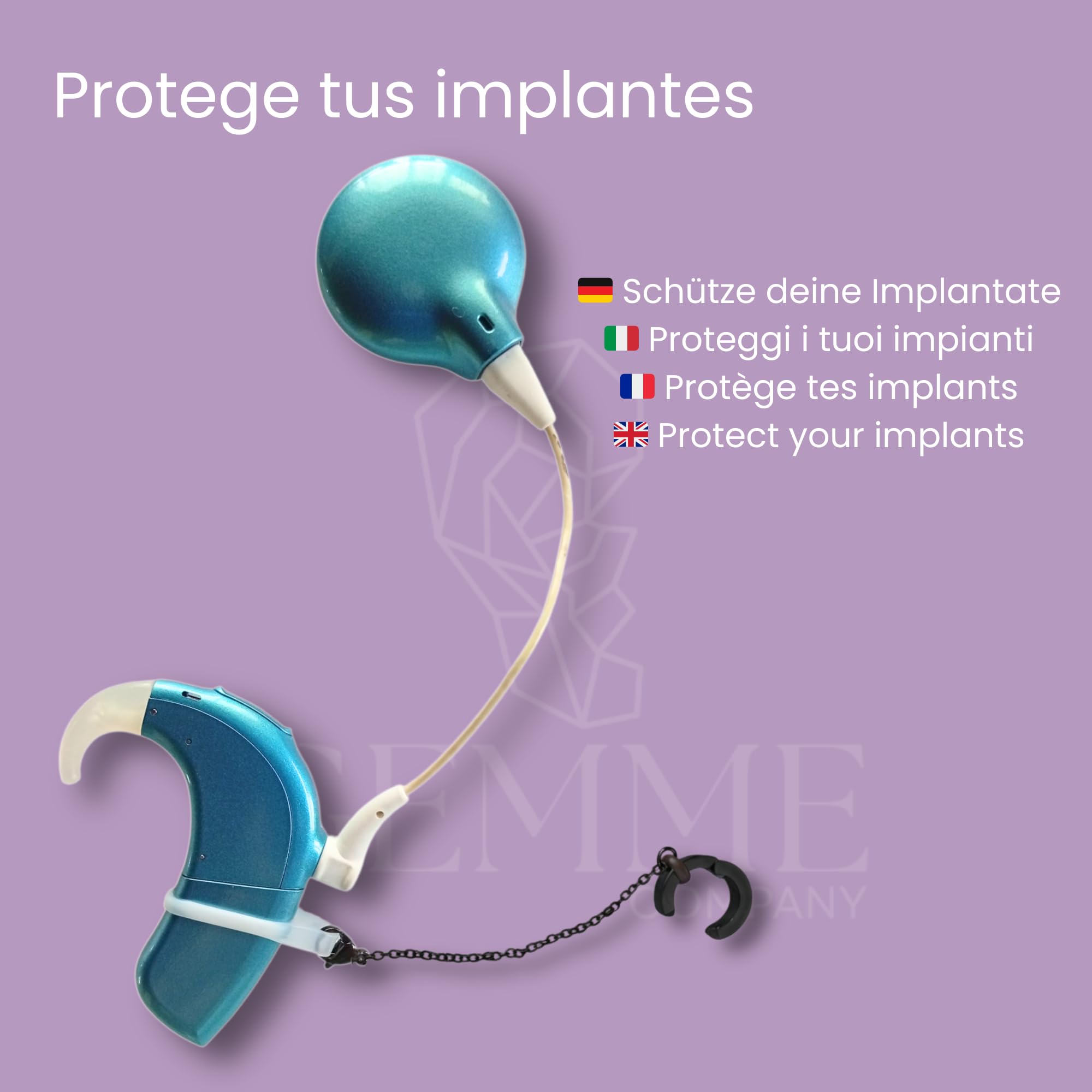 Boucles d'oreilles anti-perte pour la surdité - Chaîne de maintien pour appareils auditifs - Empêche les chutes et la perte d'amplificateurs, de sonotons ou d'implants cochléaires - Argenté