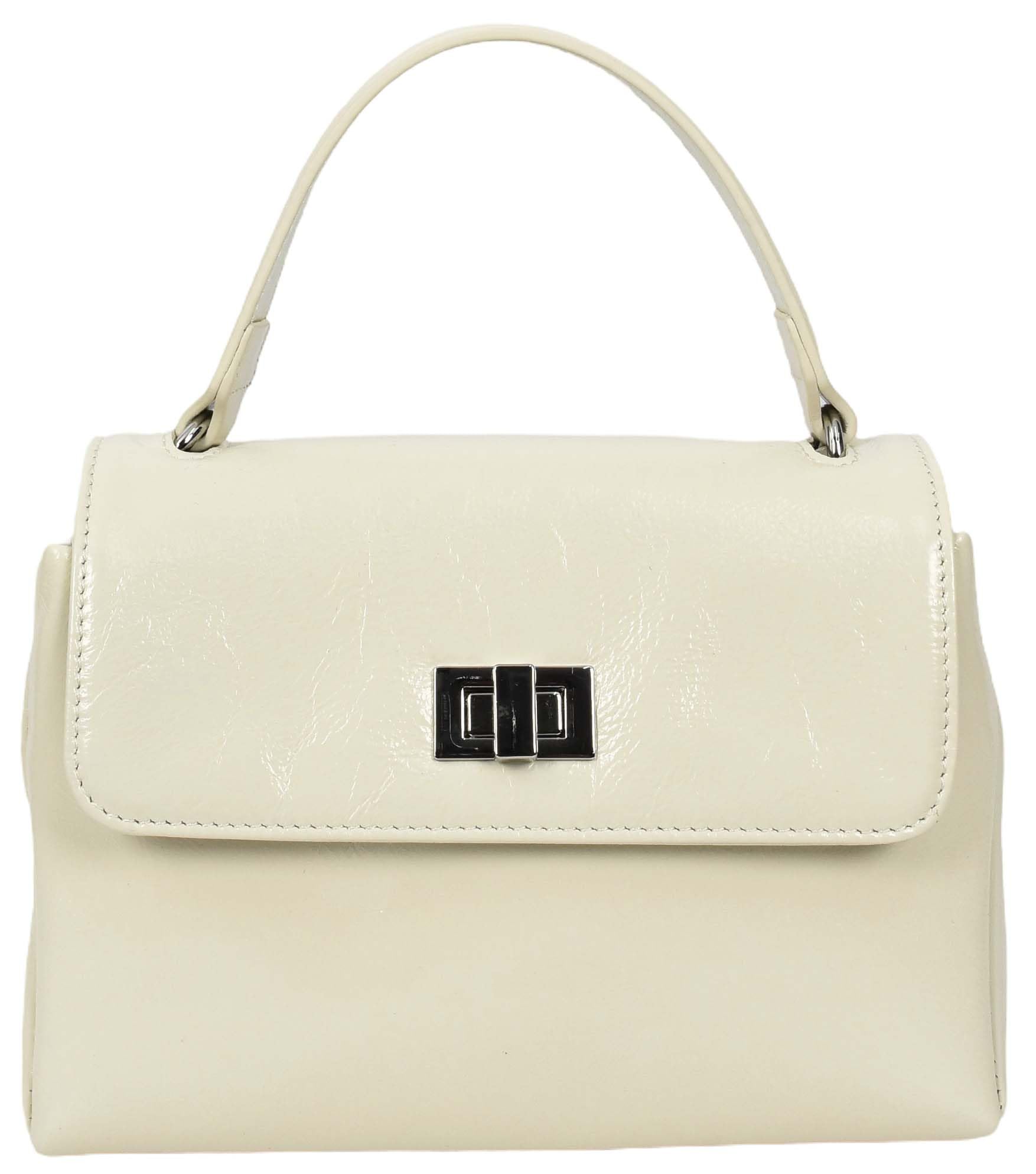 A1 FASHION GOODS Damska mała torebka z prawdziwej skóry, błyszcząca, casualowa torba crossbody z zamkiem obrotowym Oisin