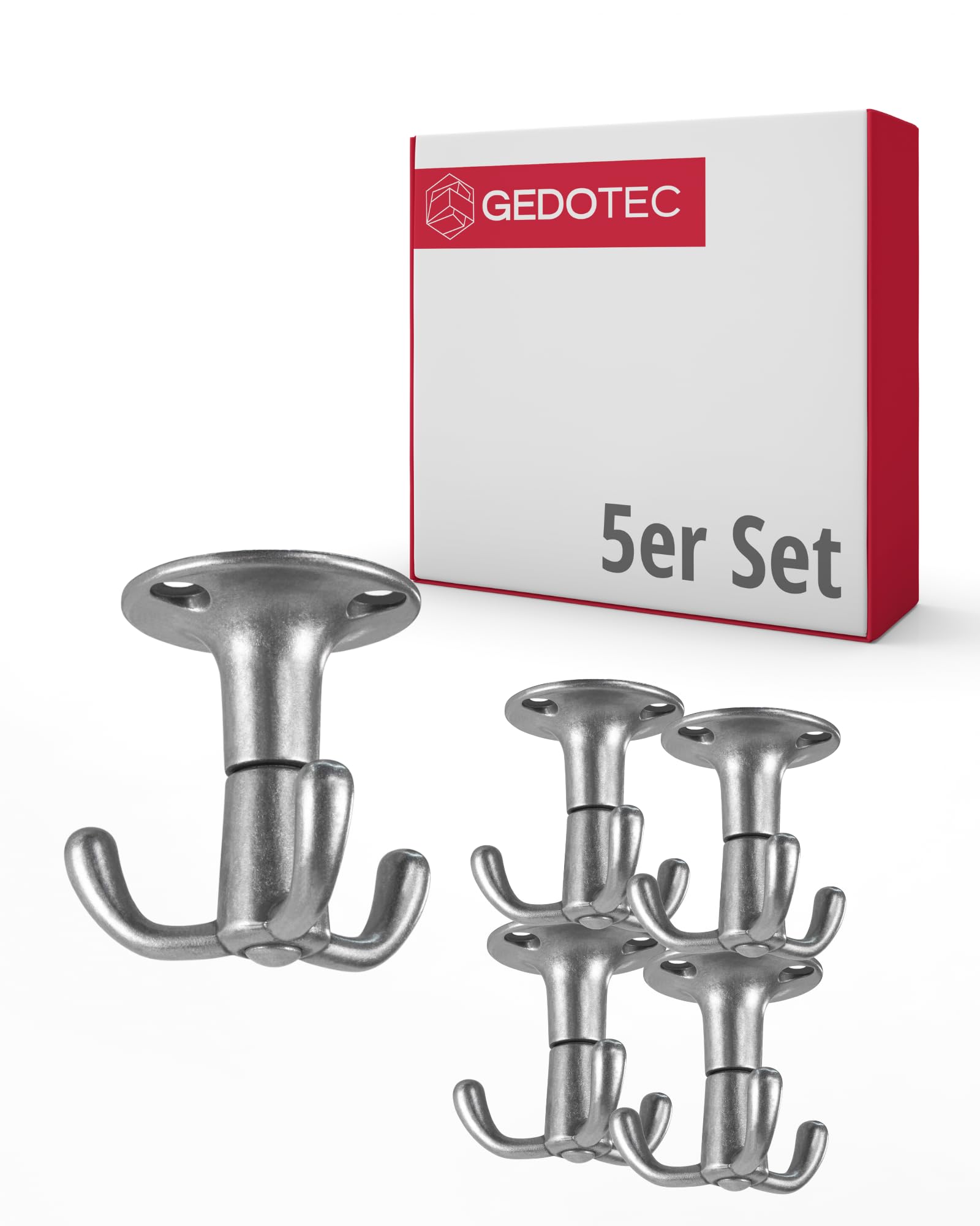 Gedotec Chrome-Plated Aluminum Triple Coat Hooks Wardrobe - Pegasi|Swivel Hooks Kitchen & Wardrobe | Polished Chrome | Aluminum