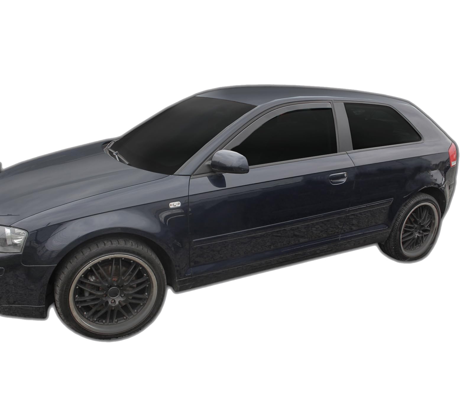 J&J AUTOMOTIVE GP Deflettori d'Aria per Audi A3 8P 3-Porte Berline 2003-2012, Set da 2 Pezzi, Antiturbo Antivento Antipioggia, Anteriore Nero fumé Oscurato
