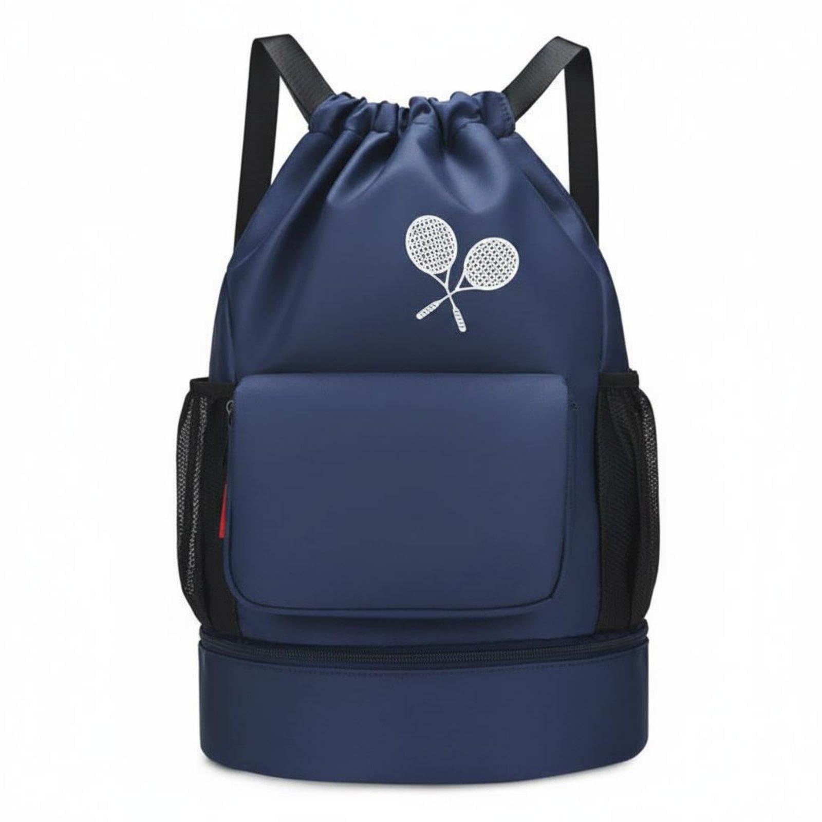 Badminton Bag Backpack Multi-Use Shoe Compartment Backpack Lightweight Gym Drawstring Bag for Swimming Dark Blue|Clothing Shoes & Accessories| Mens Accessories| Backpacks Bags & Briefcase-image-12