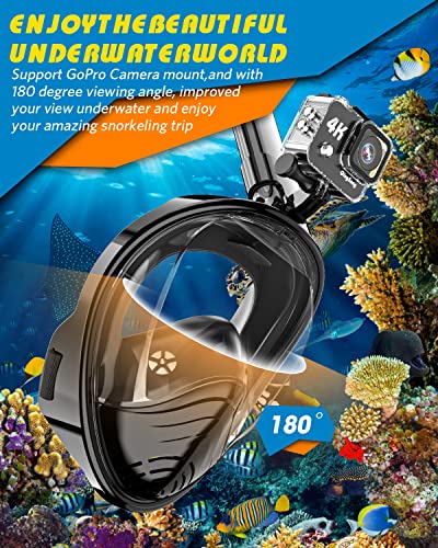 image for QingSong Full Face Snorkel Mask for Adults, Snorkeling Gear with Camer