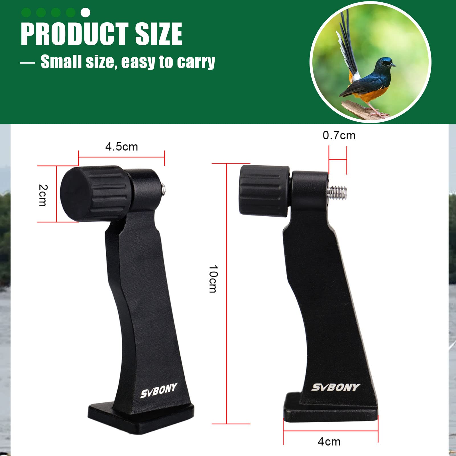Svbony Adattatore Treppiede 1/4 inch Completamente in Metallo Binocolo Treppiede Adattatore per Bird Watching Osservazione della Fauna Selvatica (0.7cm)