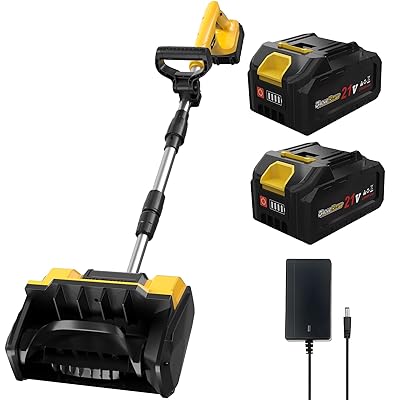 20V 13-Inch Cordless Brushless Snow Shovel, Cordless Snow Blower with 2x4Ah Battery, Battery Snow Blower with Directional Plate & Adjustable Front Handle (2 * 4Ah Battery & Quick Charger Included)