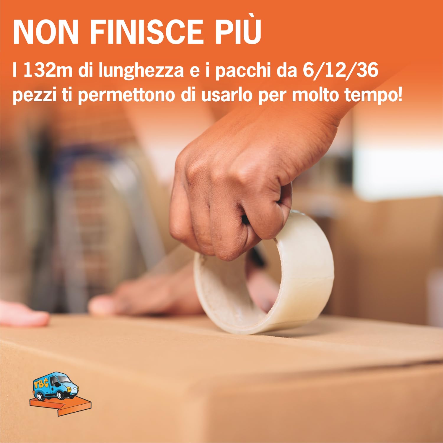 36 Rotoli Nastro Adesivo Silenzioso da Imballaggio Resistente 132m x 50mm, Nastro Trasparente per Scatole Trasloco e Spedizioni, per Ufficio e Magazzino (36, Trasparente)