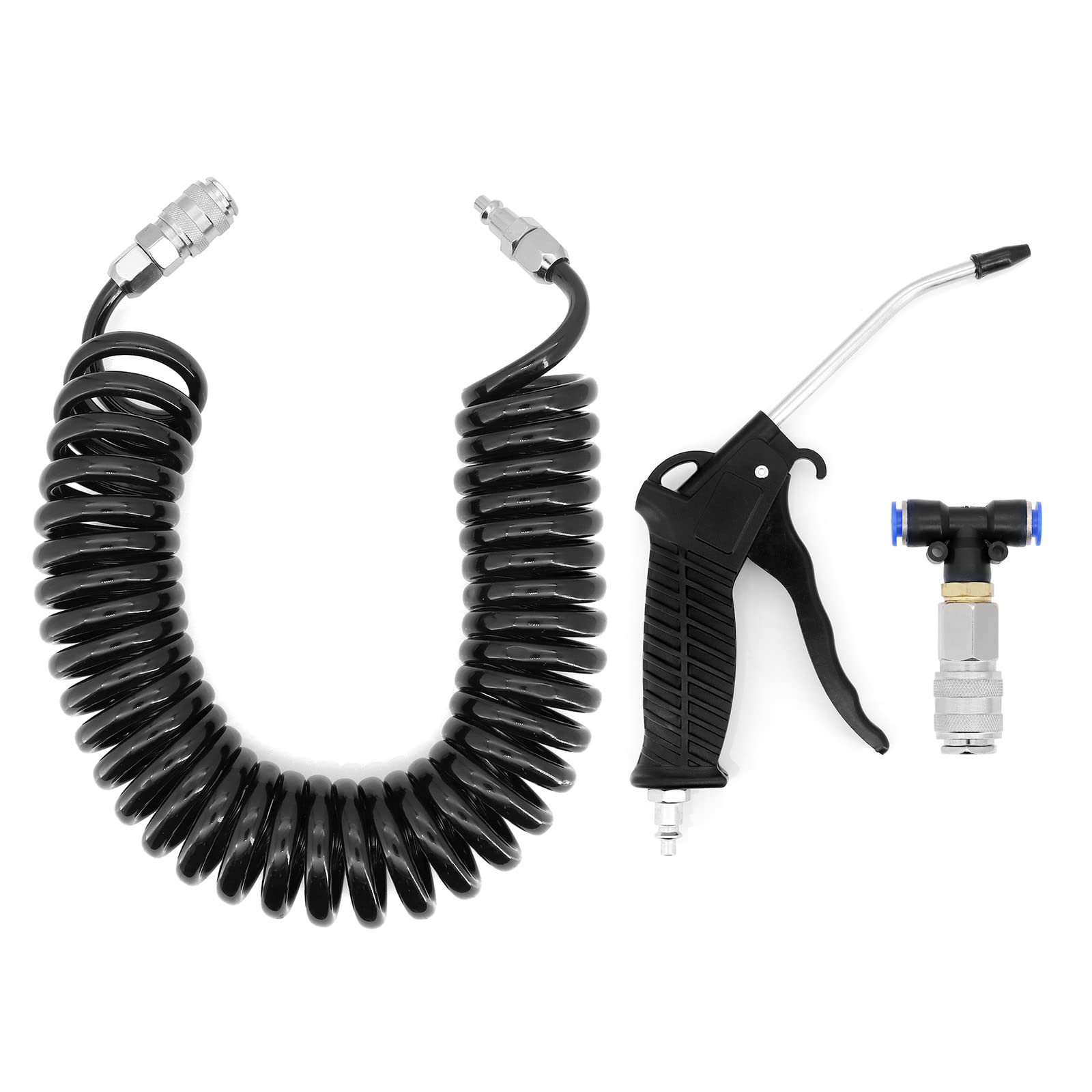 Negro Pistola de Aire Soplado con 5 Metros Manguera de Retroceso Kit de Limpieza para camión, Coche