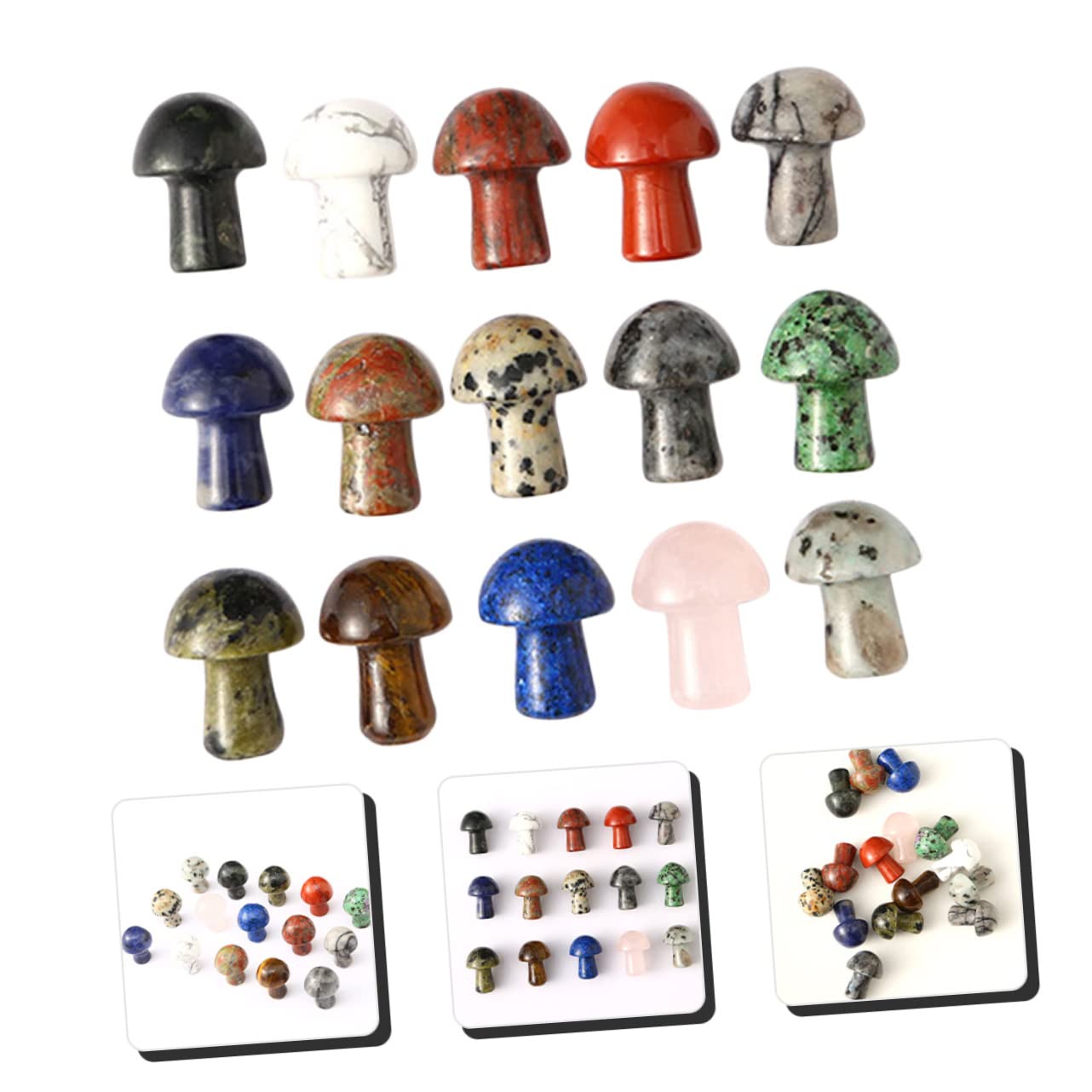 TOYANDONA 3 Sätze Kristall-pilz-Ornament Pilzkristalle Masse Pilzsteine Pilz Zeug Pilz-Aquarium-Dekorationen Mini-kristallpilz Winzige Pilze Naturstein Zufällige Farbe 15 Stück * 3