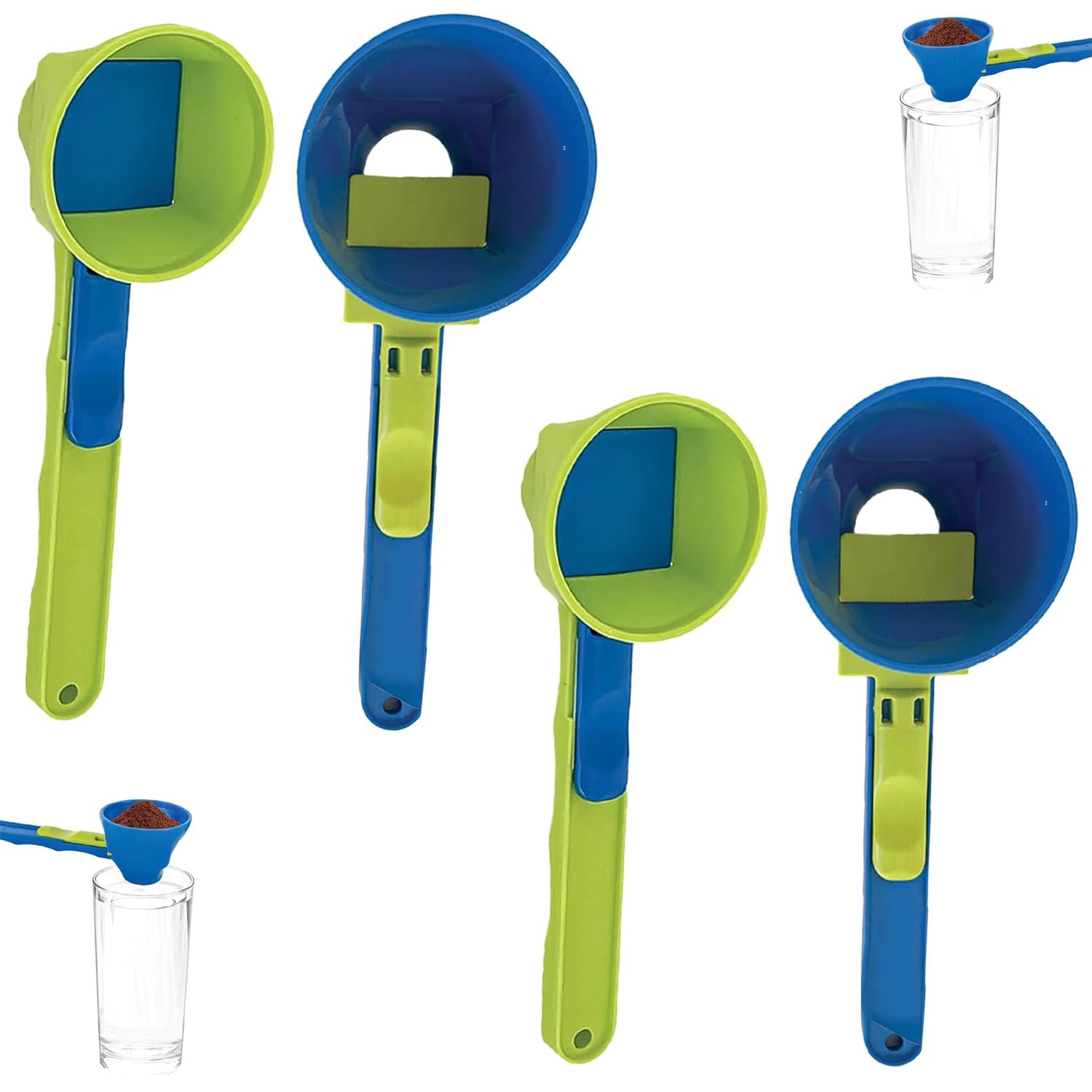 Cuillère à mesurer avec entonnoir, grande cuillère doseuse portable poignée coulissante pour bouteille