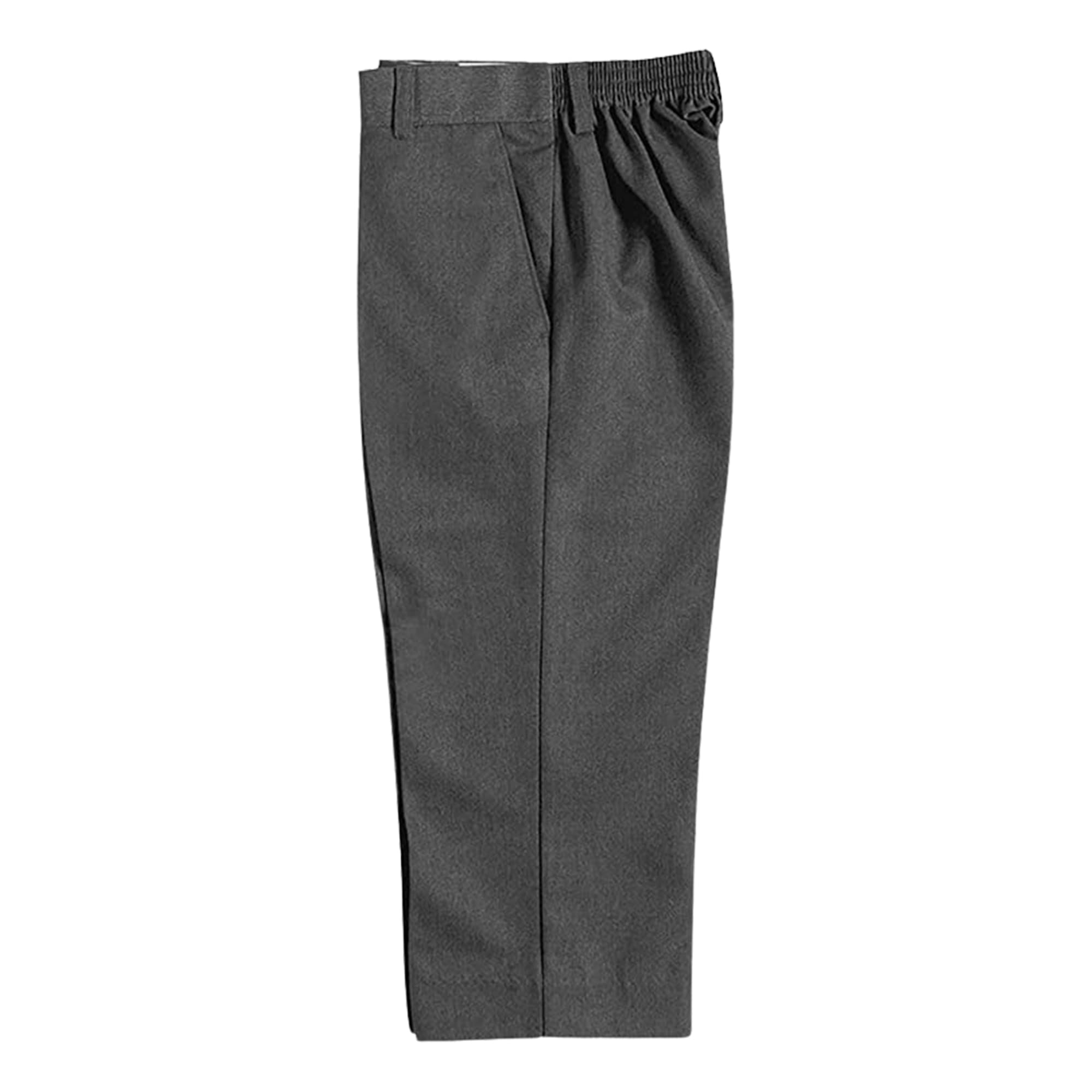 YAHOMI Uniforme escolar para niños y niños, cintura media elástica, pantalones de teflón, dos bolsillos laterales, parte delantera plana (edad 2-12 años)