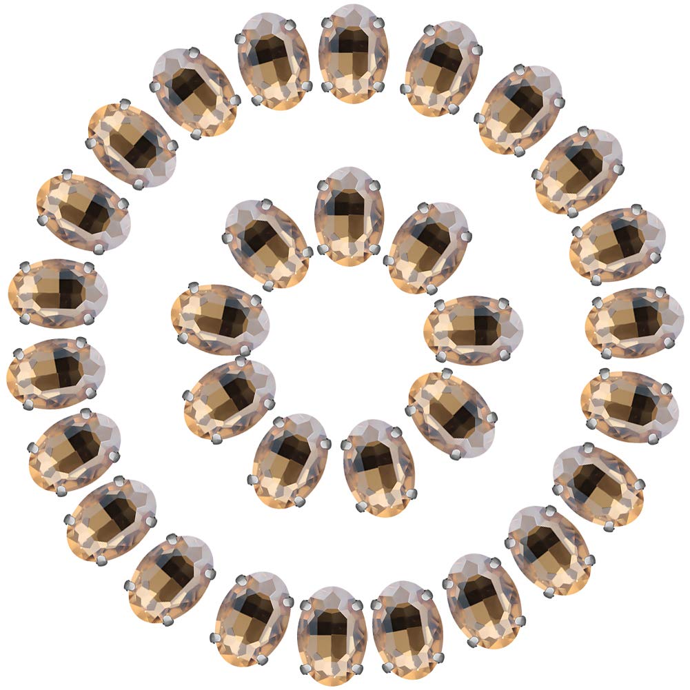 Diamantes ovalados 10x14mm con engaste plateado para coser ropa y manualidades x50