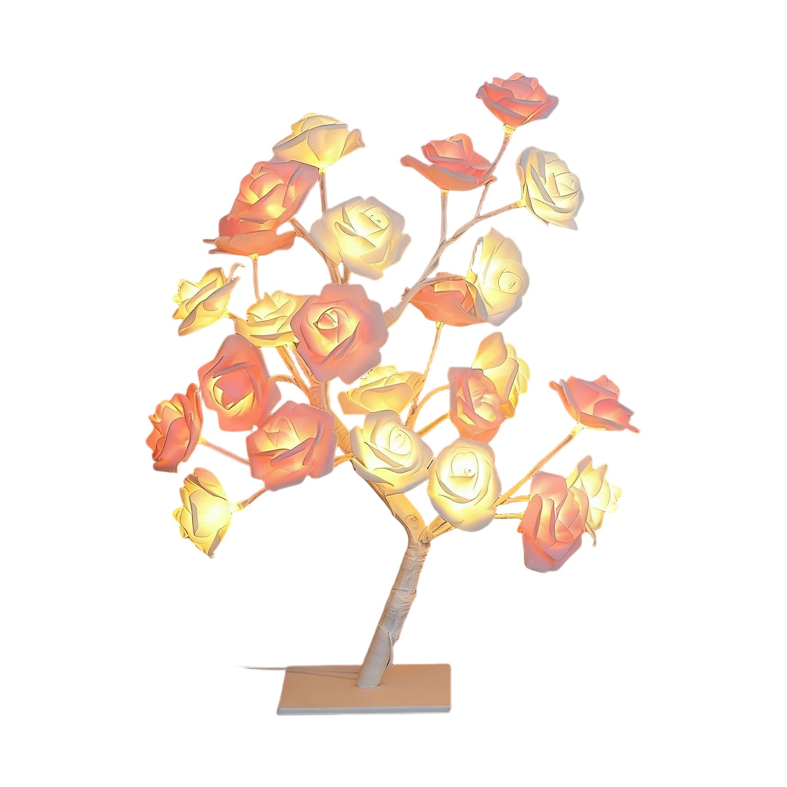 Jazuaiao Artificial Flower Tree Light LED Rose Night Lamp with Detachable Base for Nightstand Shelf Decor Tabletop Display Flower Tree Lamp Nightstand Floral Light Soft Glow Room Accent