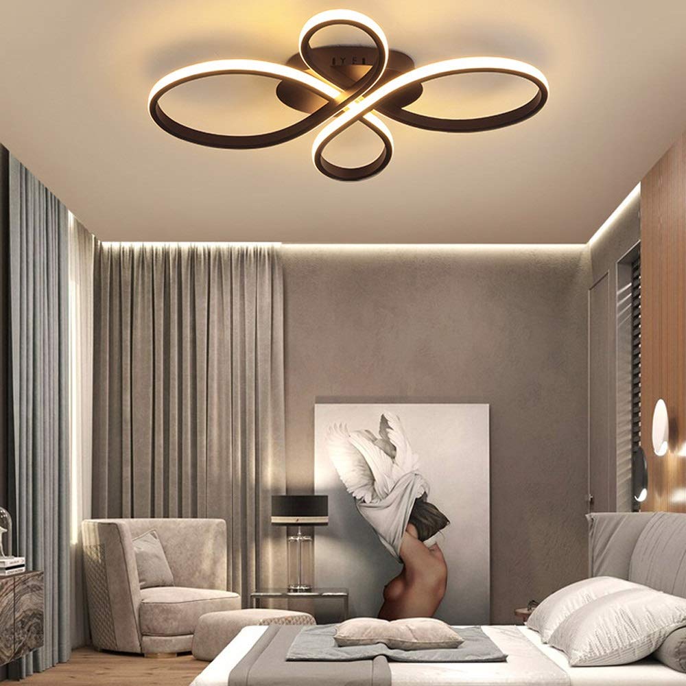 Applique da parete Plafoniera a LED, lampada da soffitto dal design curvo 42W Lampade da soffitto bianche/marroni per soggiorno, camera da letto, cucina (Marrone 3000K)