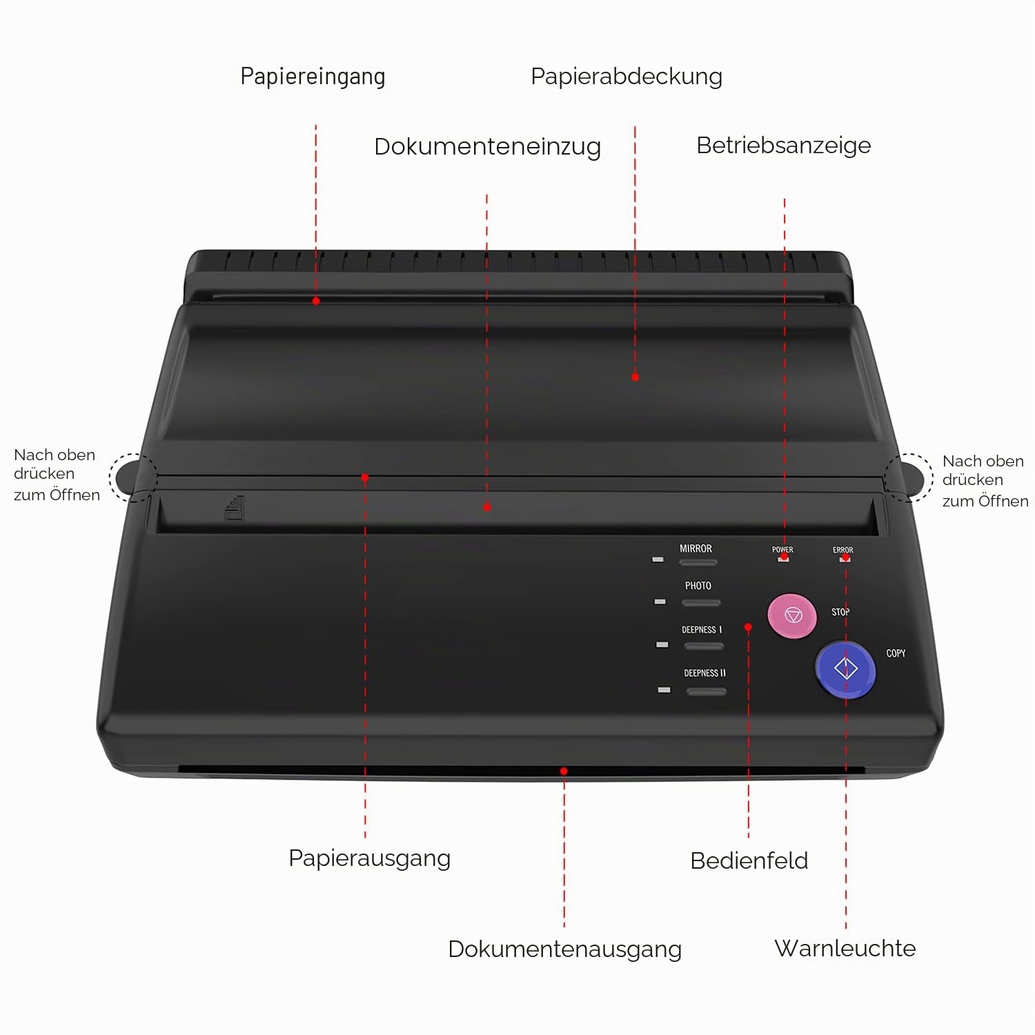 TATELF Stencil Drucker Tattoo Thermodrucker A4 Tattoo Stencil Transfer Maschine Thermal Printer, Professionelle Thermodrucker Printer Kopierer für DIY A4 Papier