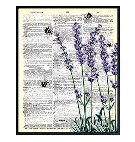 Floral Upcycled Dictionary Wall Art Print – 8X10 Vintage...